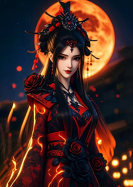 Anime Woman in Red and Black Outfit