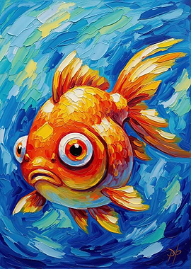 Whimsical Goldfish Painting
