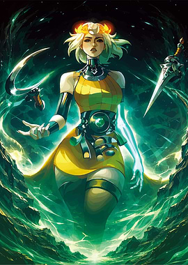 Fantasy Warrior with Glowing Weapons