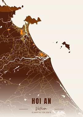 Hoi An Vietnam Map Art