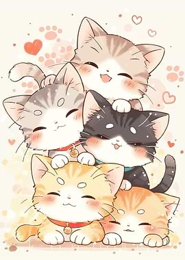 Stack of Adorable Kittens
