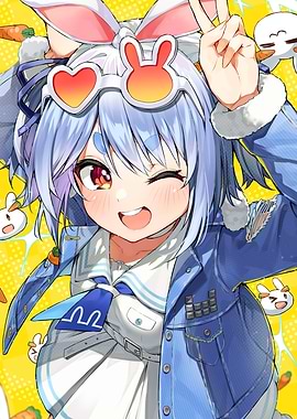 Girl with Bunny Ears and Heart Sunglasses