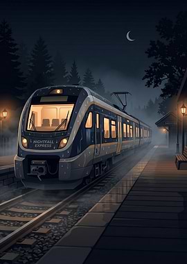 Nightfall Express Train at Station