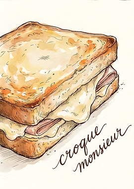 Croque Monsieur Sandwich Illustration