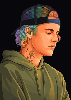 Justin Bieber with Rainbow Hair