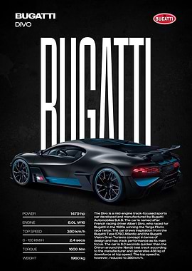 Bugatti Divo Car Poster