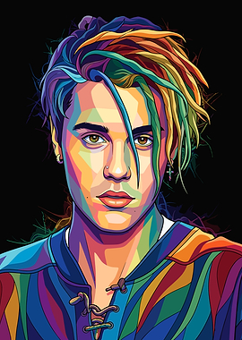 Colorful Pop Art Portrait of Justin Bieber