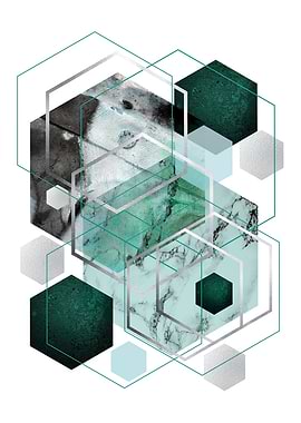 Geometric Hexagon Abstract Art