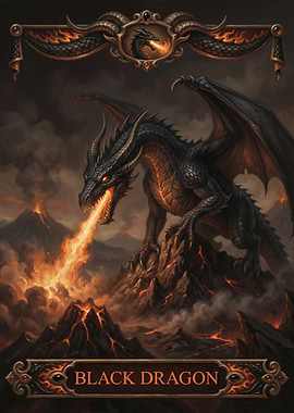 Black Dragon Breathing Fire