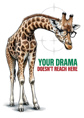 Giraffe with glasses and text