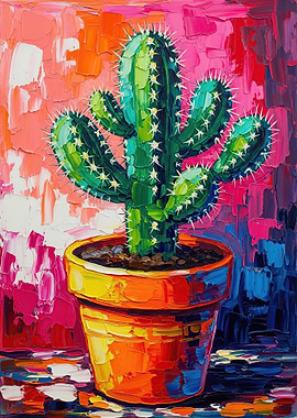 Vibrant Cactus Painting