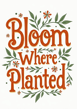 Bloom Where Planted Floral Text Art