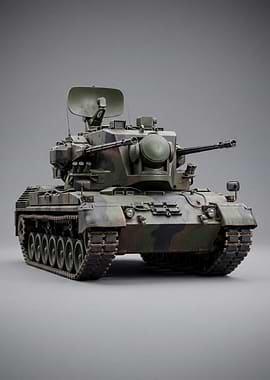 Camouflaged Anti-Aircraft Tank Model