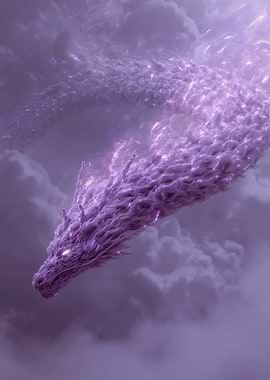 Purple Dragon in Clouds
