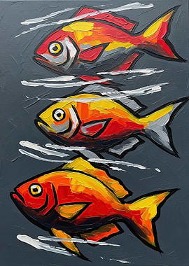 Three Colorful Fish Swimming