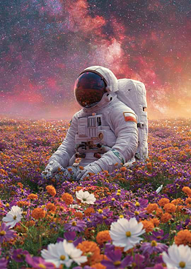 Astronaut in a Field of Flowers