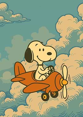 Snoopy flying a biplane