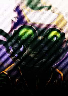 Character with Goggles and Green Eyes