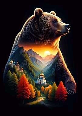 Bear Landscape Double Exposure