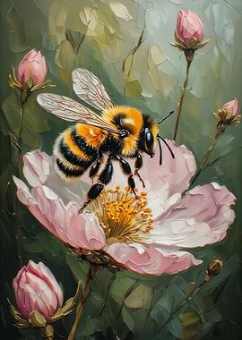 Bumblebee on a Pink Flower