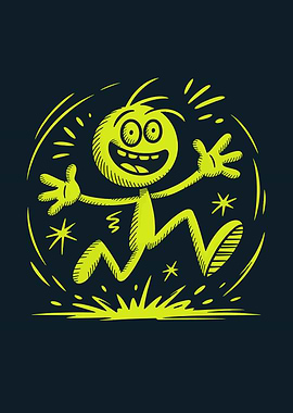 Excited Cartoon Character Jumping