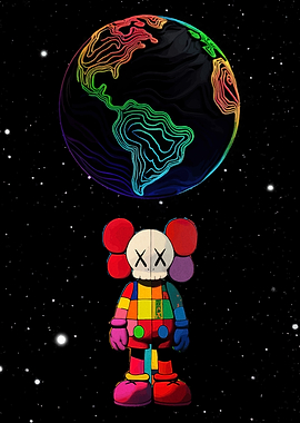 KAWS Companion and Rainbow Earth