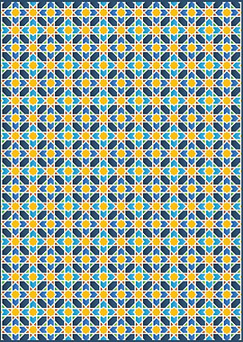 Moroccan Zellige: Radiant Stars in Blue and Gold – Traditional Geometric Mosaic Art