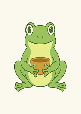 Cute Frog Holding a Cup