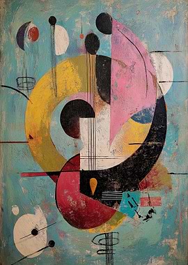 Abstract Geometric Composition with Musical Elements