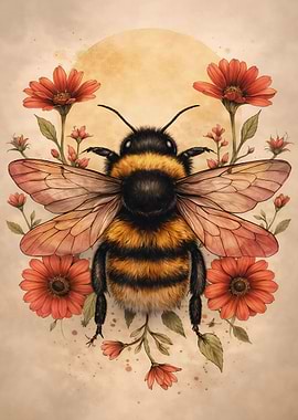 Bumblebee with Flowers