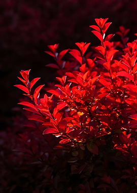 Vibrant Red Leaves in Sunlight
