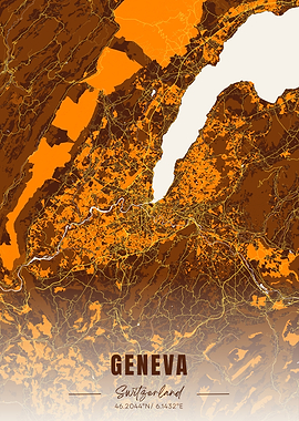 Geneva Switzerland Map Art