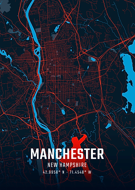 Manchester New Hampshire City Map