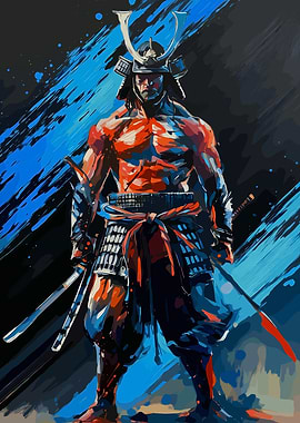Samurai Warrior with Swords