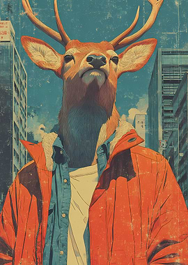 Deer cool fashion in Tokyo City