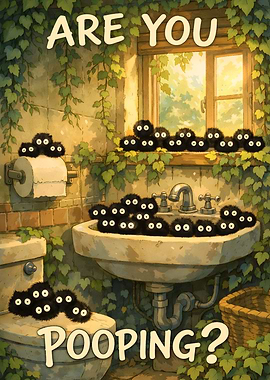 Are You Pooping? Funny Susuwatari in a bathroom