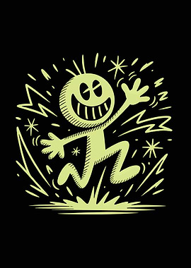 Joyful Stick Figure Jumping with Energy