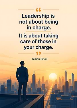 Leadership quote with cityscape