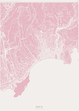 Minimalist Map of Nice, France