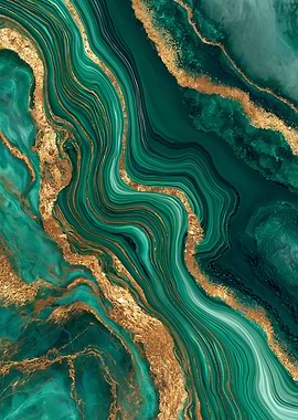 Emerald and Gold Marble Texture