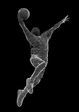Basketball Player Dunking Wireframe