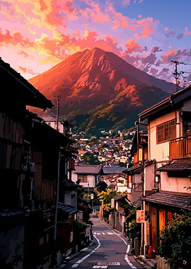Japanese Village at Sunset