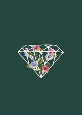 Diamond with Tropical Flowers