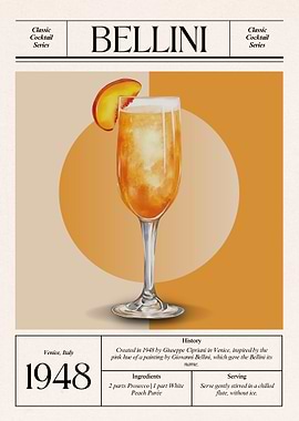 Vintage Bellini Cocktail – Classic 1948 Venetian Elegance