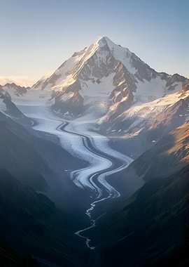 Majestic Mountain Glacier at Sunrise