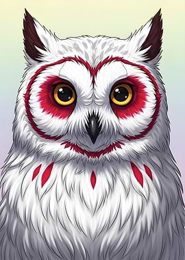 White Owl with Red Markings
