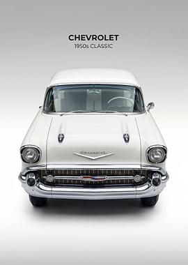 Classic White Chevrolet 1950s Car poster