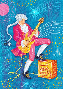 Baroque Musician Playing Electric Guitar