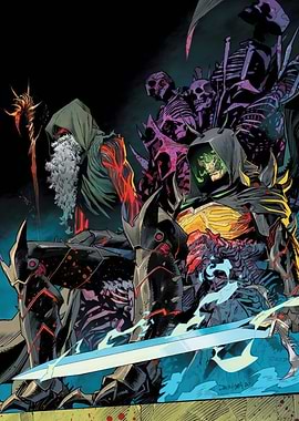 Dark Fantasy Characters with Swords and Skeletons