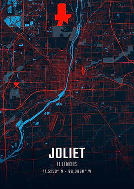 Joliet Illinois City Map